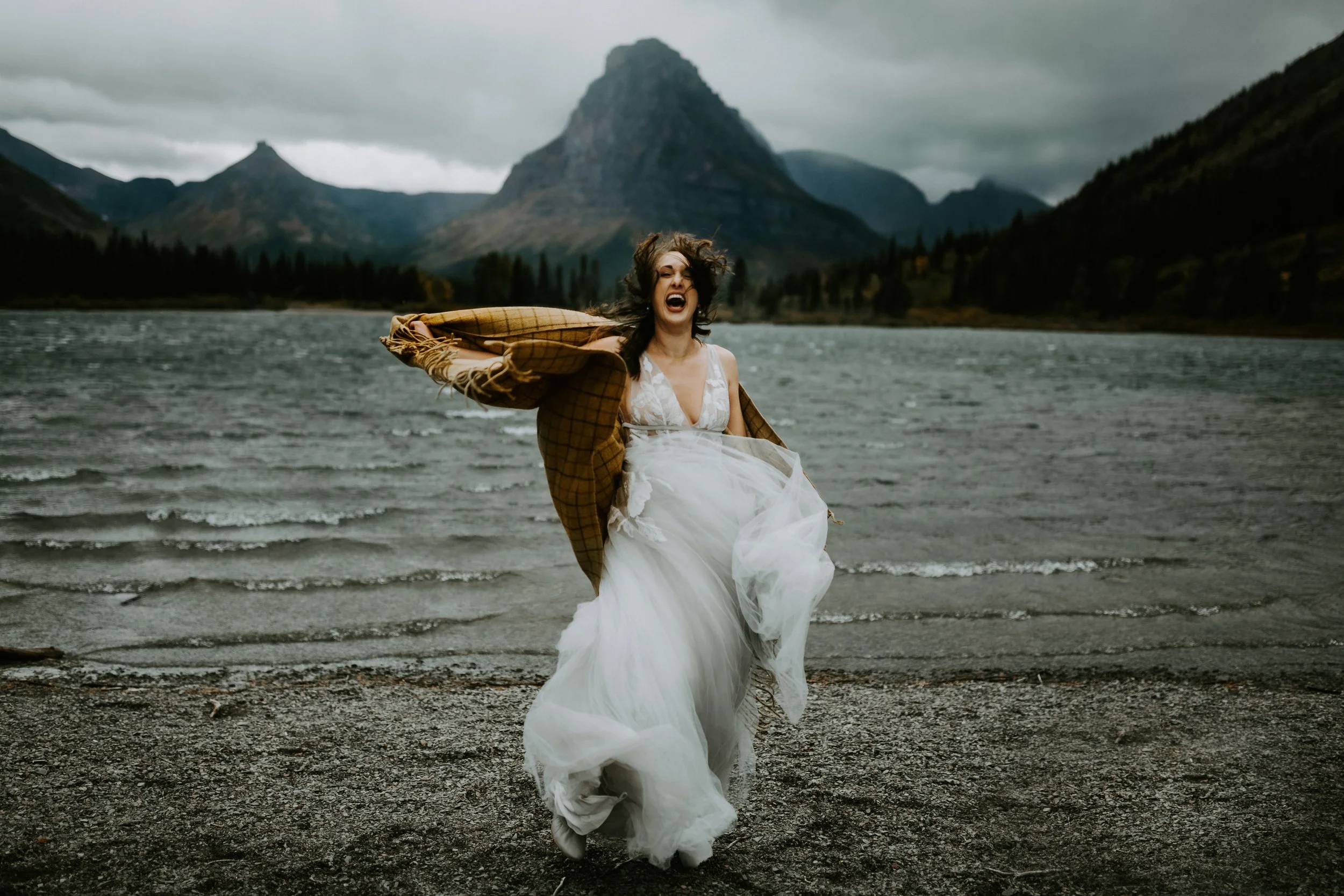 Glacier National Park elopement location with mountain scenery