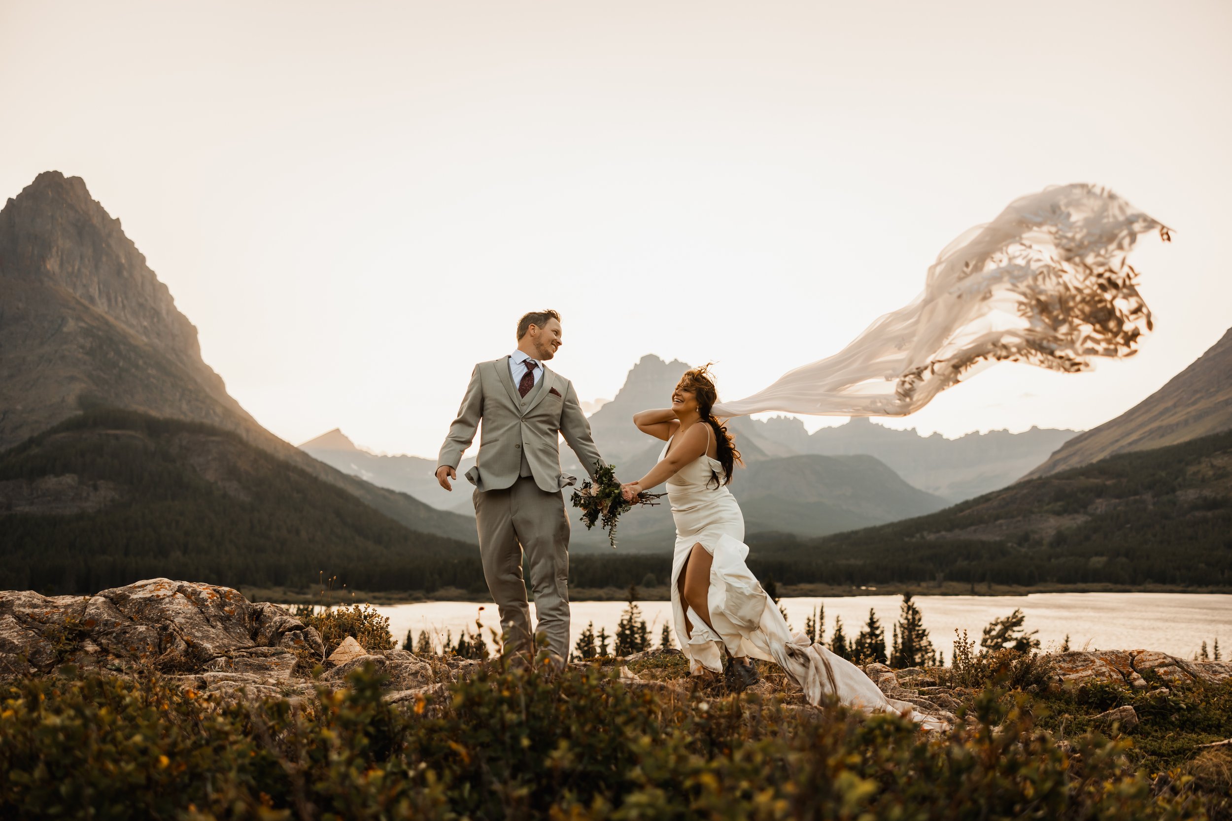 Glacier elopement wide landscape photo by Aundrea Marie Photography
