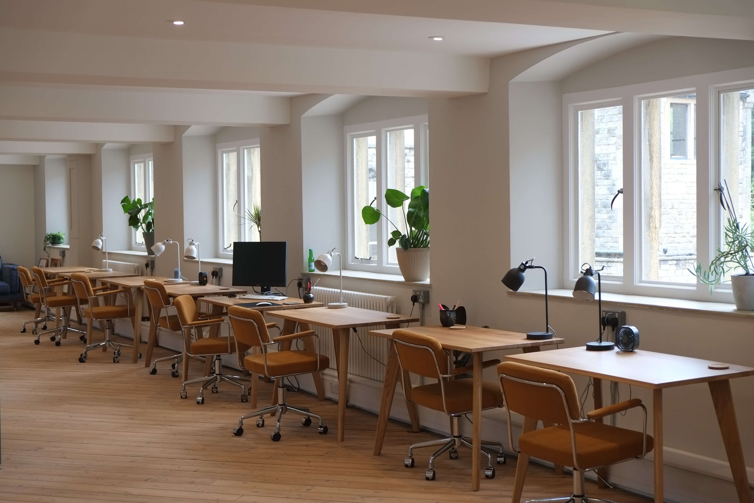 Row of individual desks