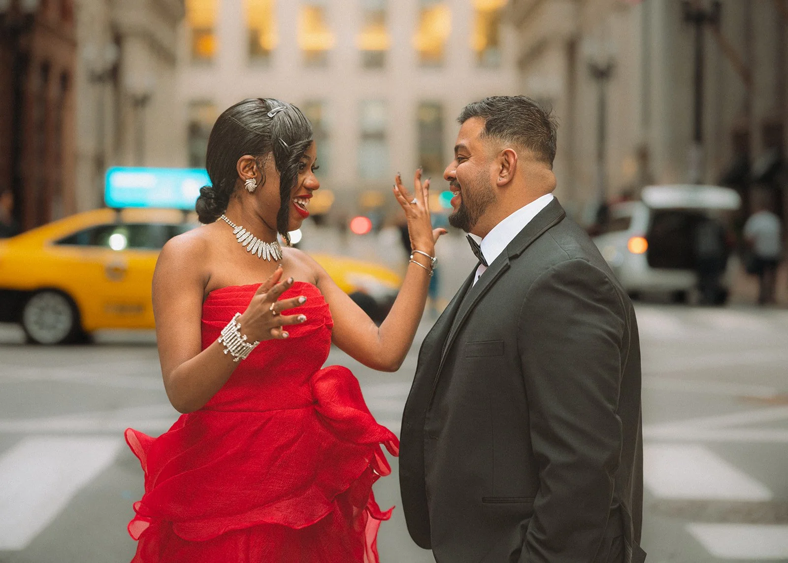 Surprise proposal moment captured from a hidden vantage point in the Chicago Loop
