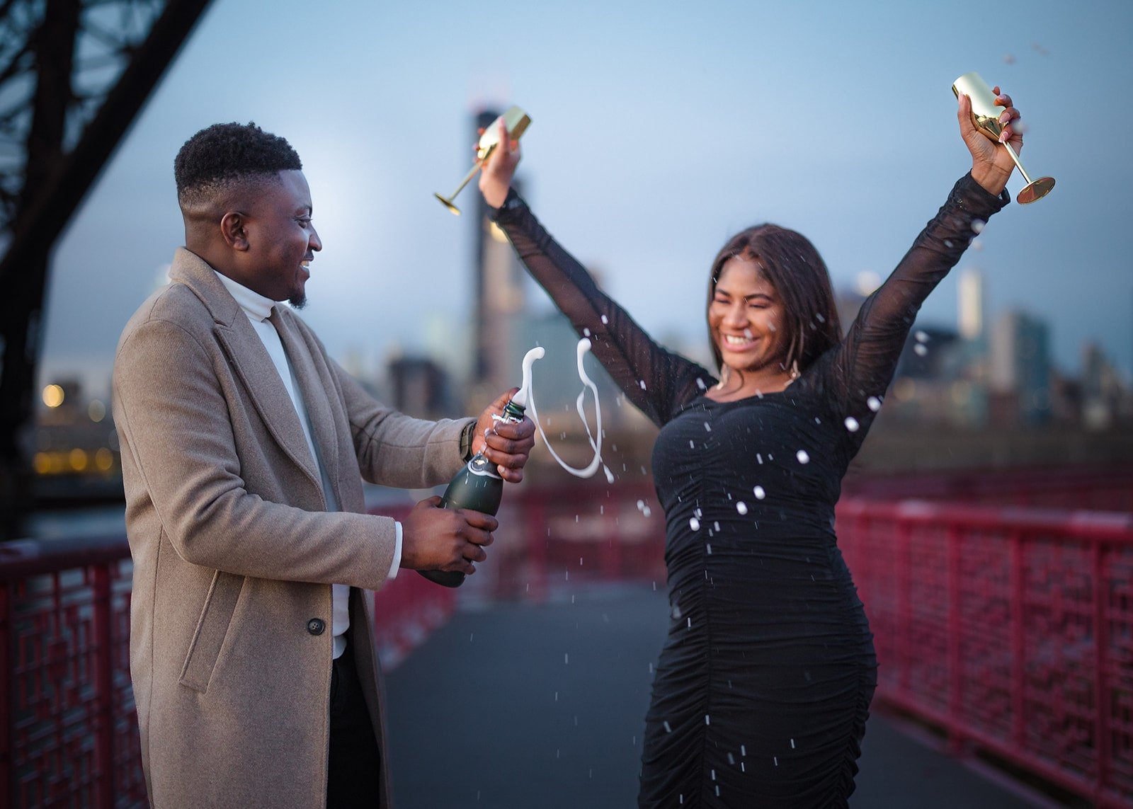 Engagement session in Chicago city streets