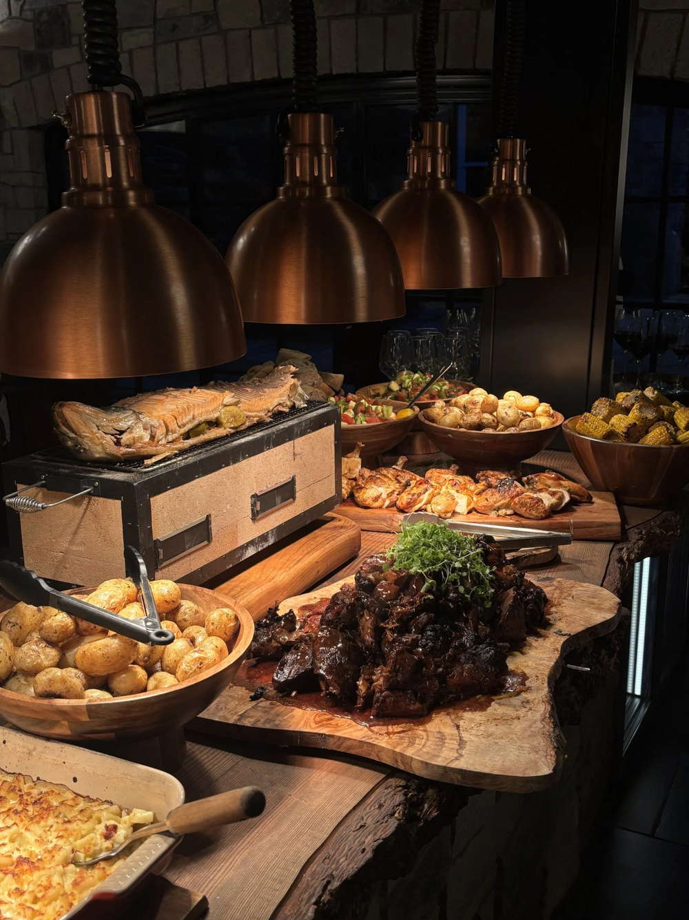 A retreat dinner spread from our private chef