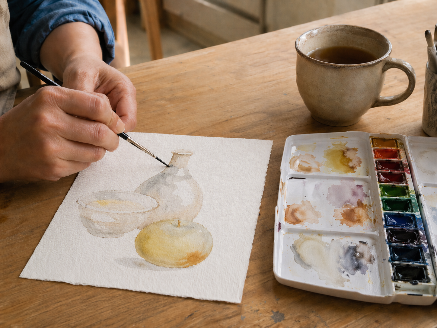 Malowanie akwarelą z herbatą CARAMEL