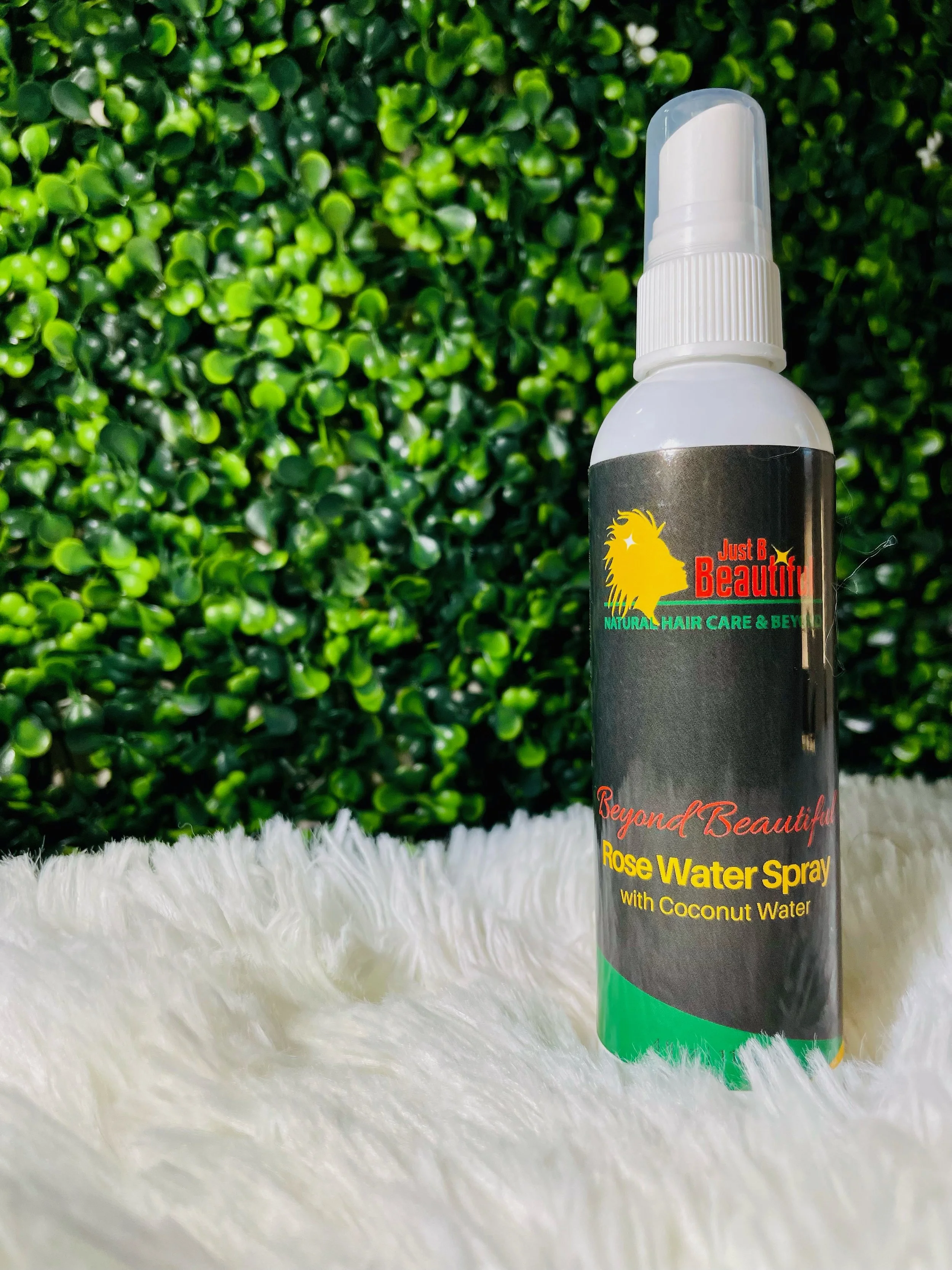 Just B Beautiful natural hair care products including Rose Water Spray