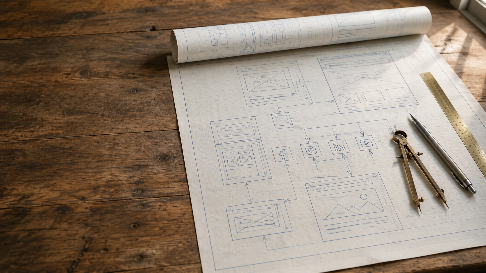 Blueprint planning on drafting table — what we do