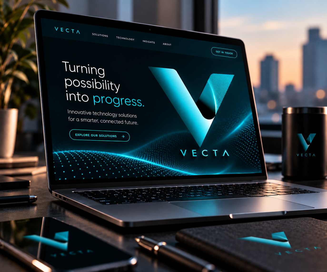 VECTA technology branding on a laptop