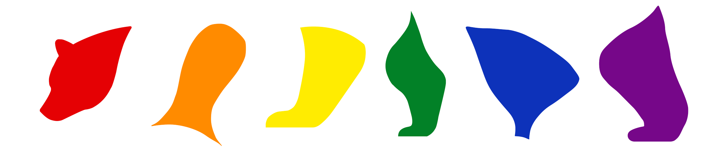 The six coloured shapes used to construct The Bear Company logo