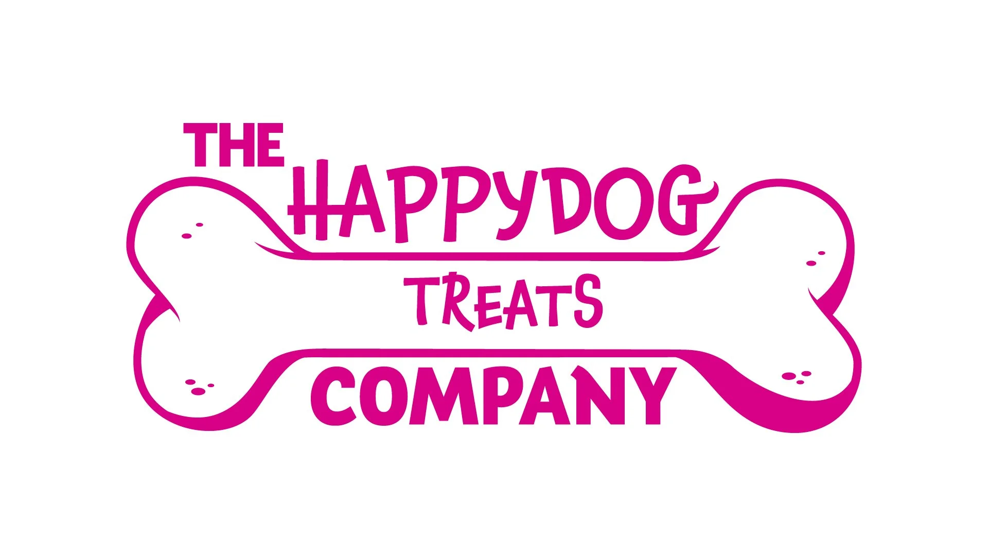 The Happy Dog Treats Company pink bone-shaped logo