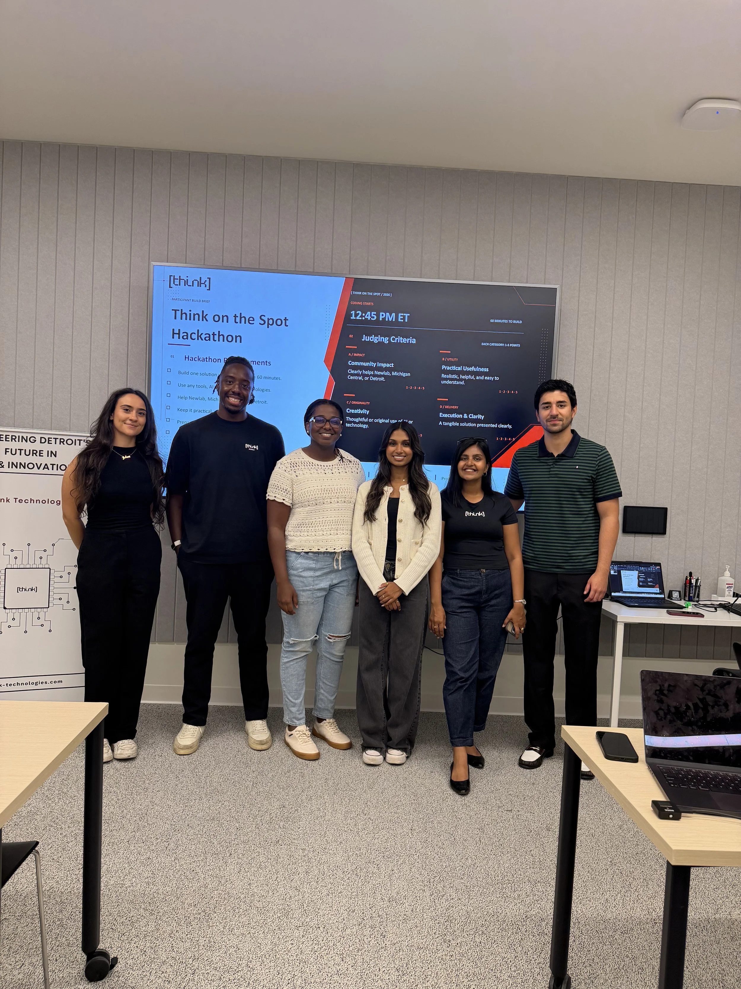 Think Technologies team and hackathon participants at Newlab Detroit