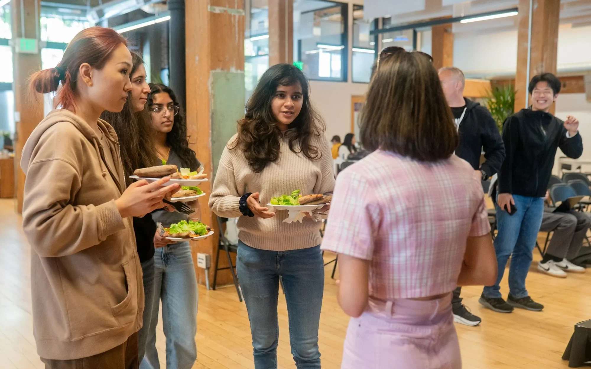 Participants sharing a conversation during the event