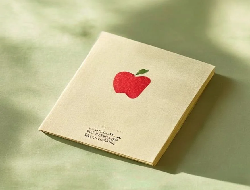 A booklet resting at an angle, marked with an apple-and-cross emblem — the Education as Healthcare 101 primer.