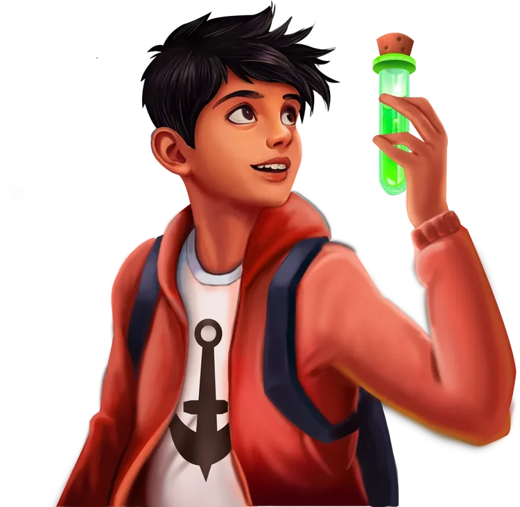 Haan holding a glowing vial