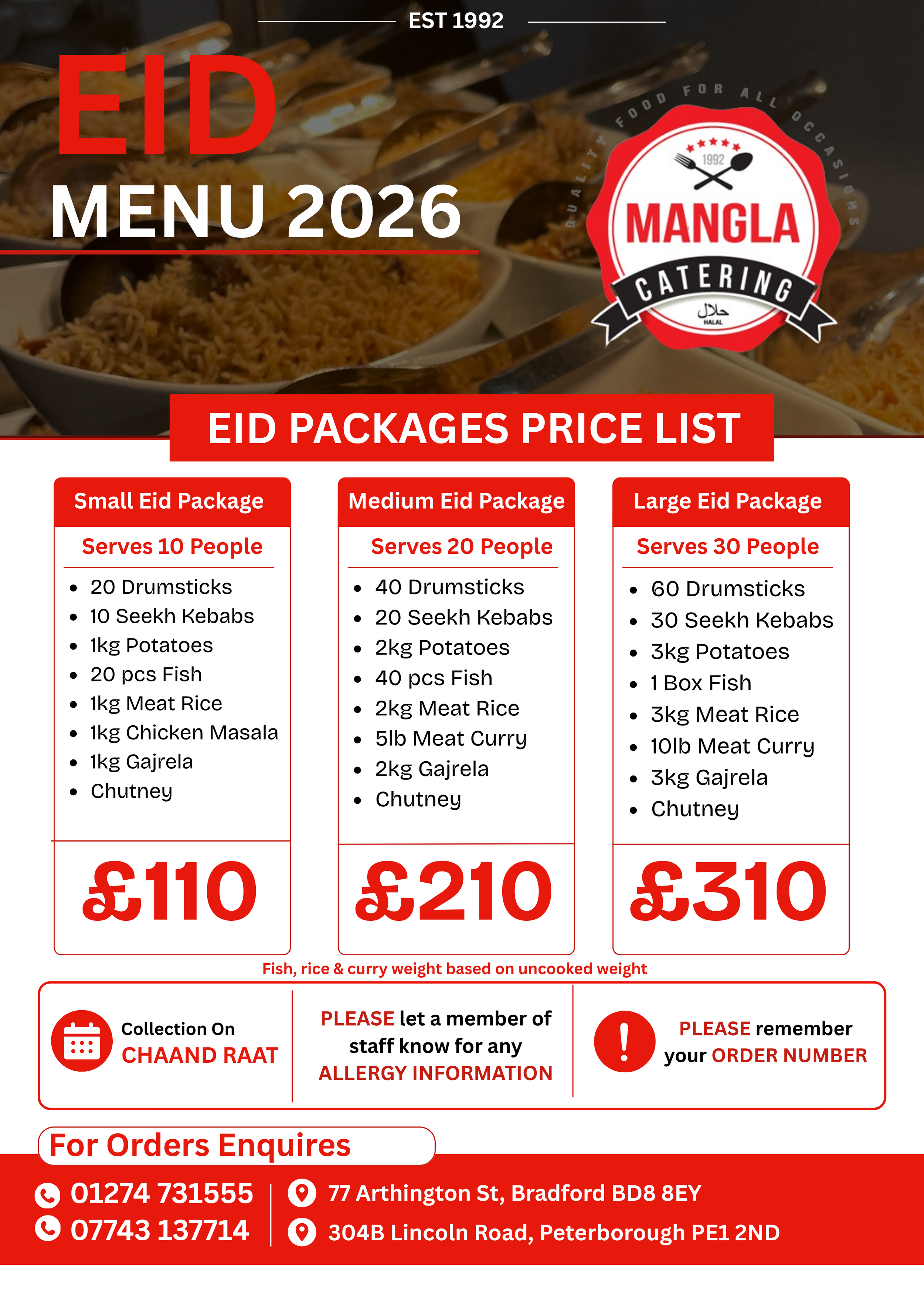 Mangla Catering Eid packages
