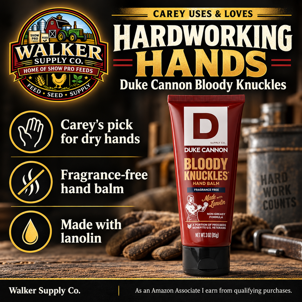 Duke Cannon Bloody Knuckles hand balm — Walker Supply recommendation infographic