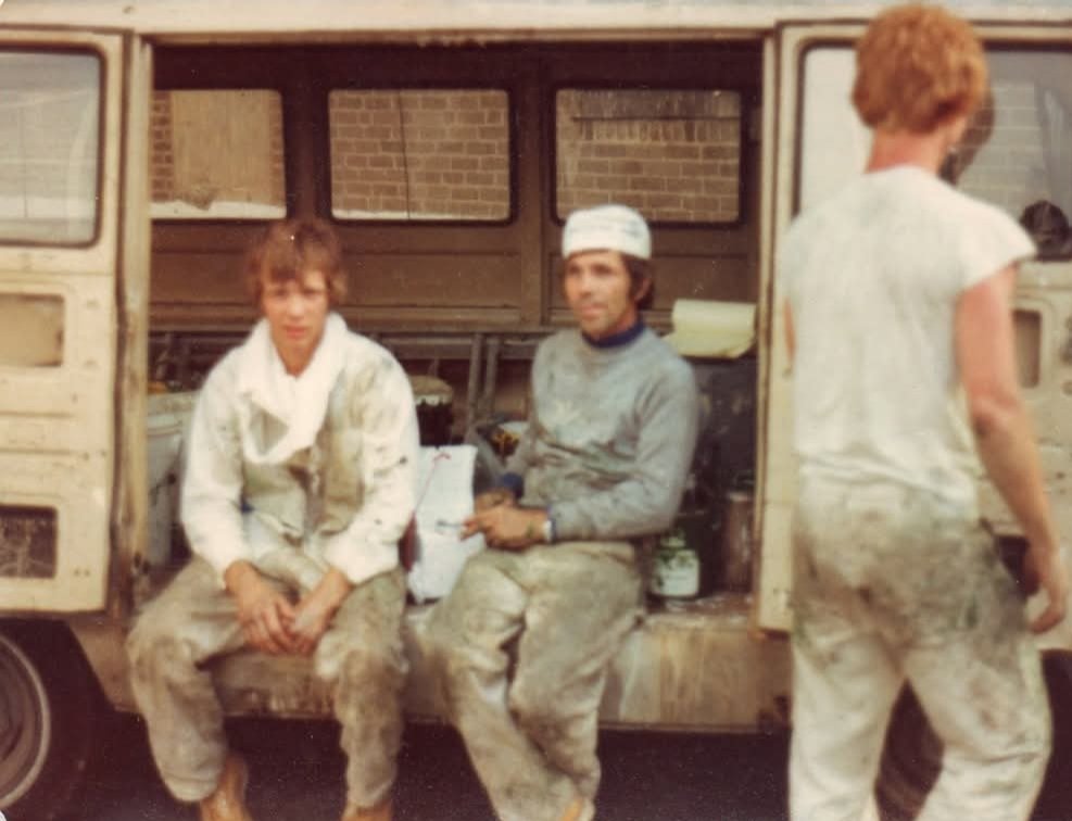 Painters in work van