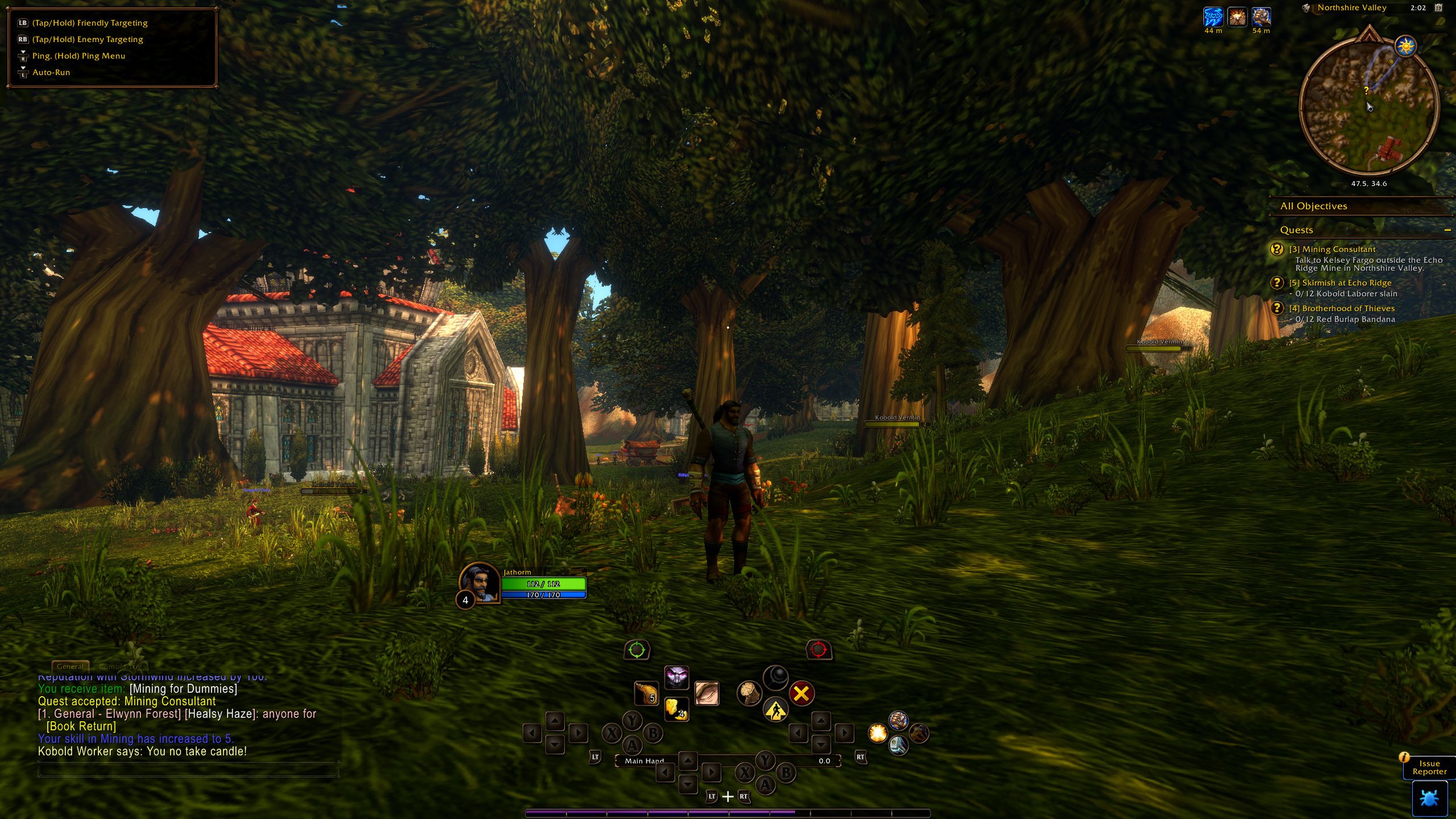 My Human Paladin in Elwynn Forest with the new gamepad setup.