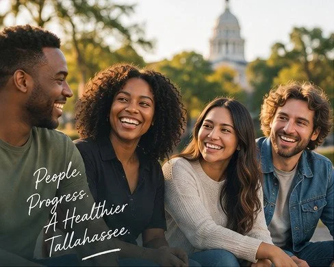 A diverse group of adults connecting outdoors