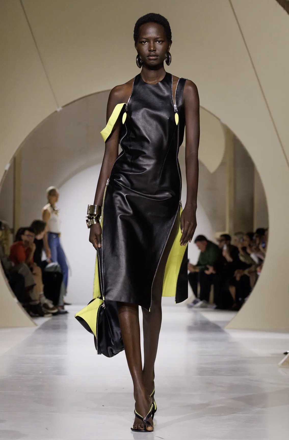 Black with flashes of acid yellow.