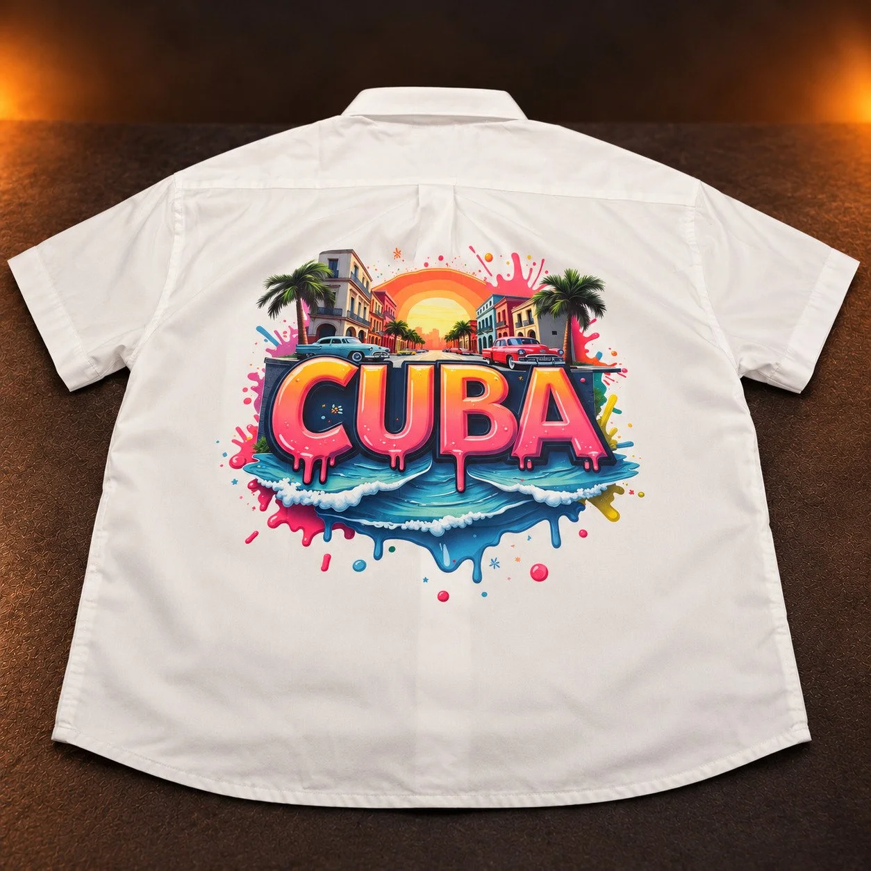 Cuba-inspired apparel print