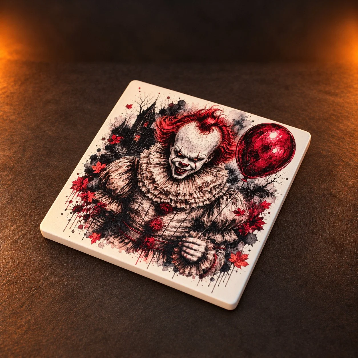 Horror-inspired personalized coaster