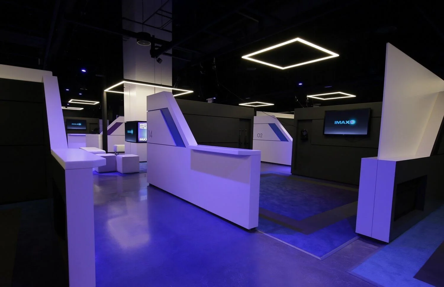 IMAX VR pod environment with directional lighting