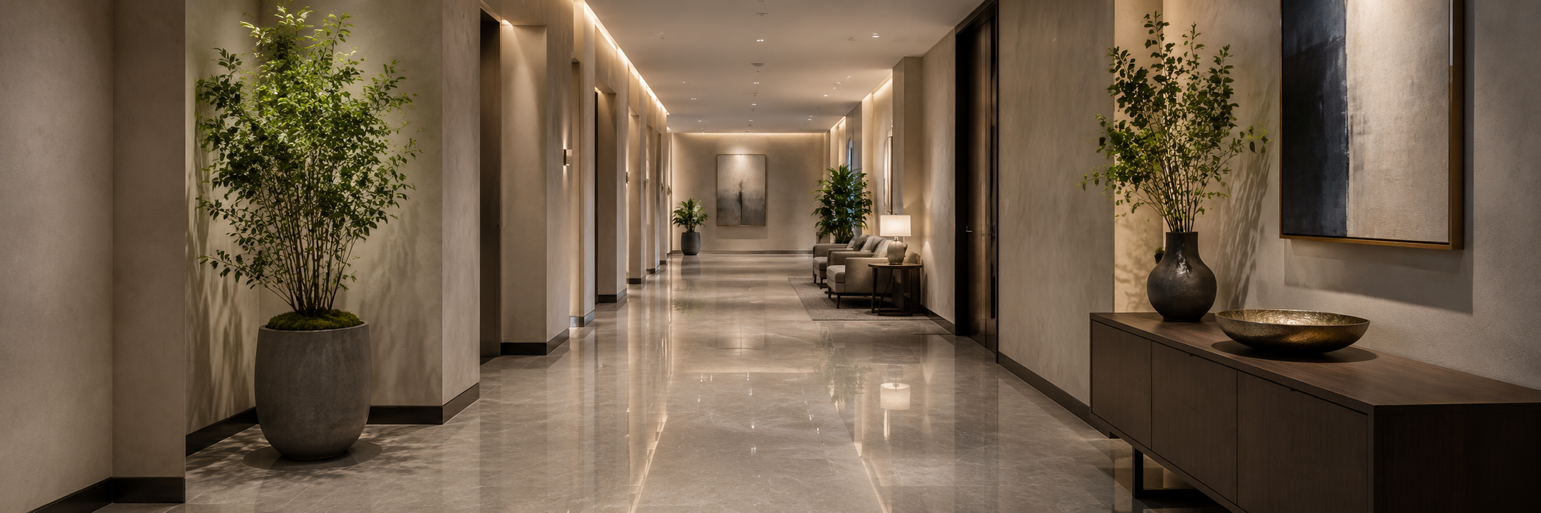 Clean professional hallway