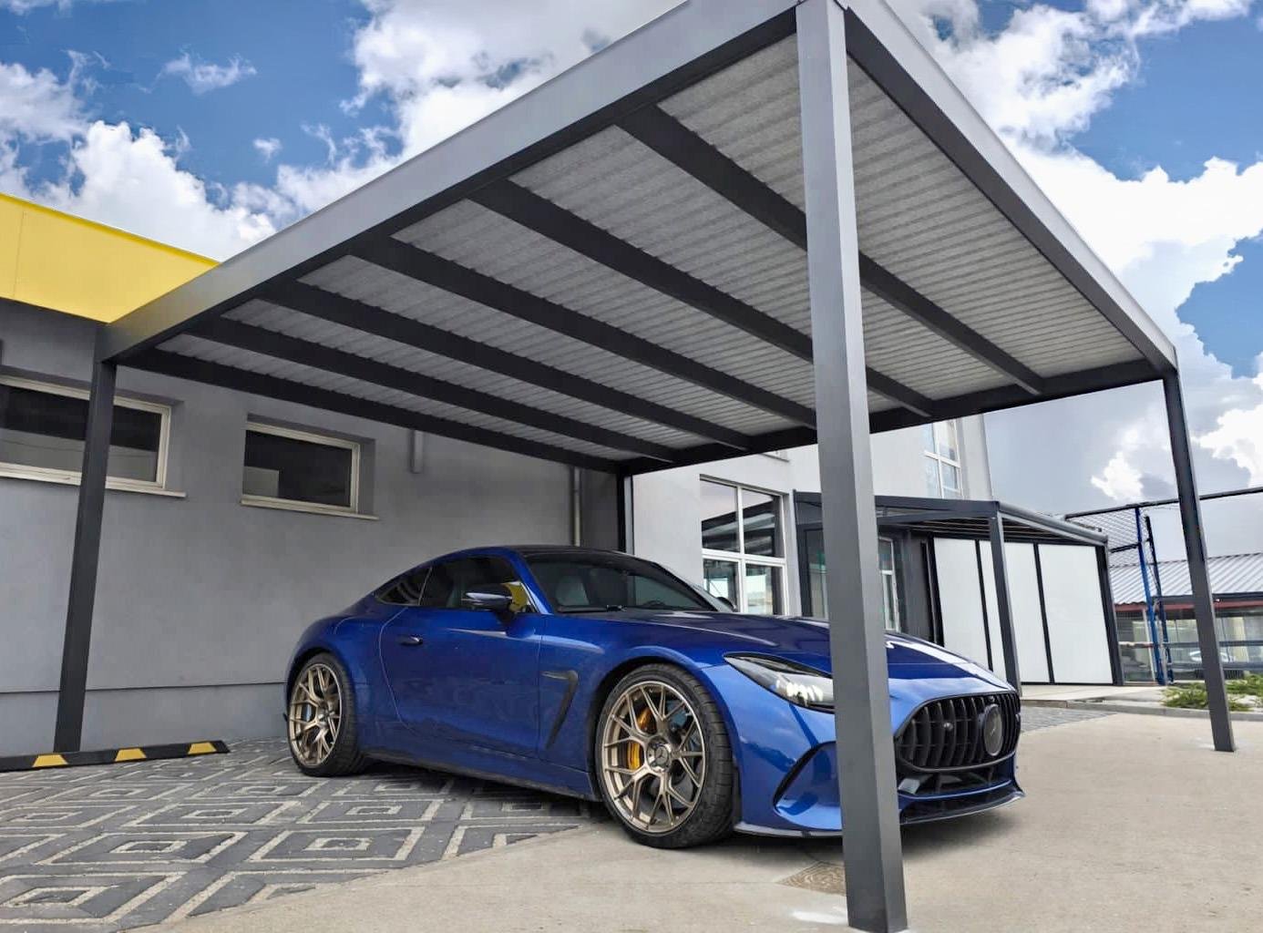 Carport MB aus Aluminium mit modernem Flachdach