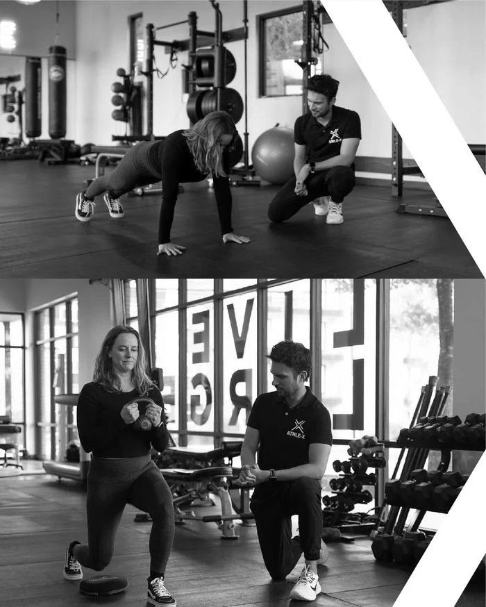 AthleX coach guiding a client through plyometric and strength training in Austin, TX