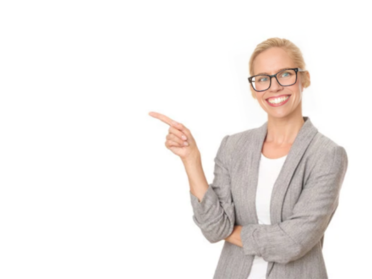Educational consultant pointing to text