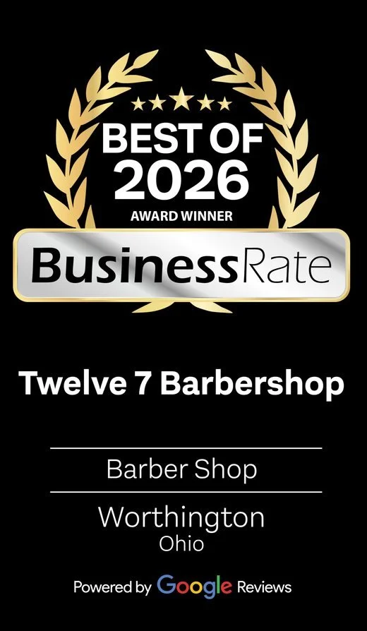 BusinessRate Best of 2026 Award Winner badge for Barber Shop in Worthington, Ohio, powered by Google Reviews