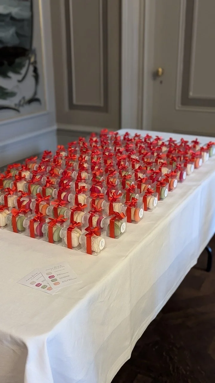 Wedding favors set up at the venue