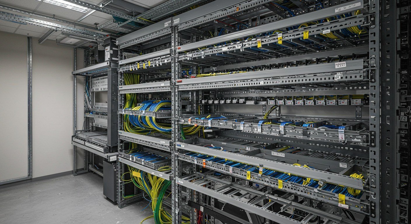 Data centre server hall with containment and cable management