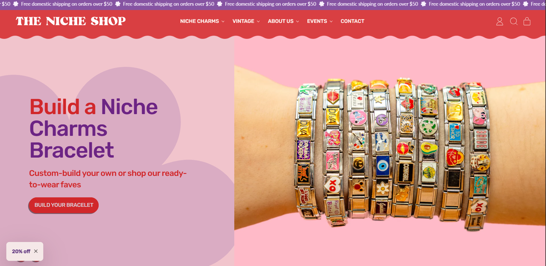 The Niche Shop charm jewelry website