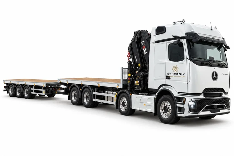 Wagon & drag, front HIAB body and equipment illustration