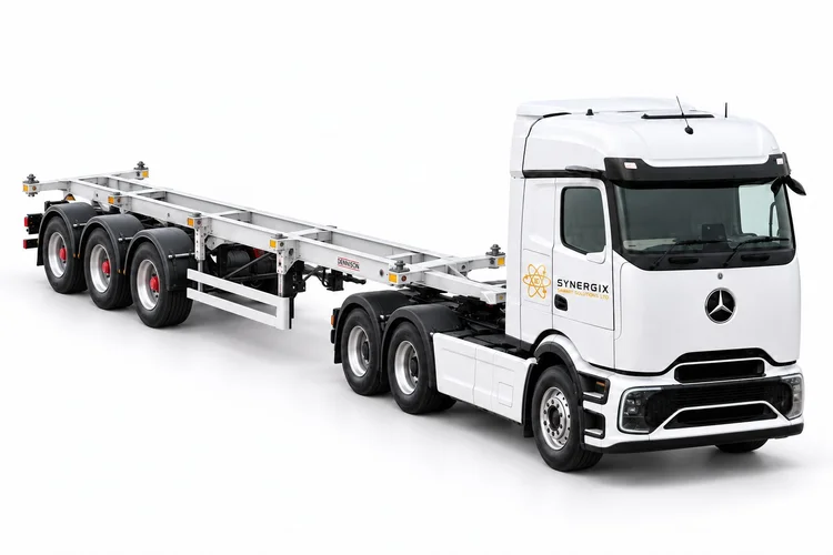 Skeletal container trailer catalogue illustration