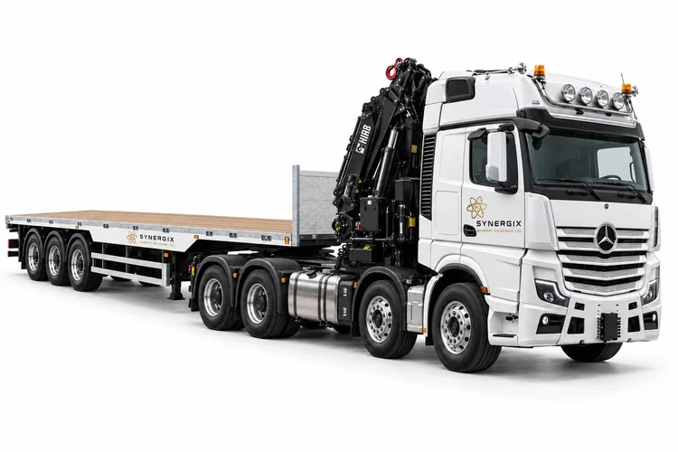 Heavy HIAB artic & flatbed body and equipment illustration