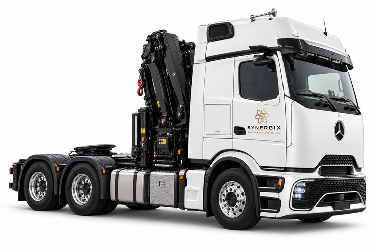 Three-axle HIAB tractor body and equipment illustration