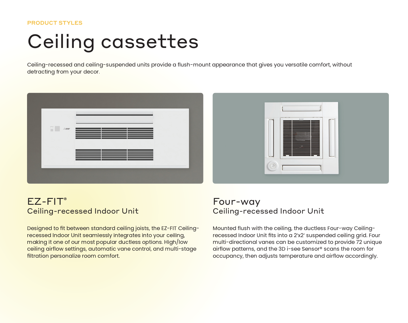 Ceiling cassette styles