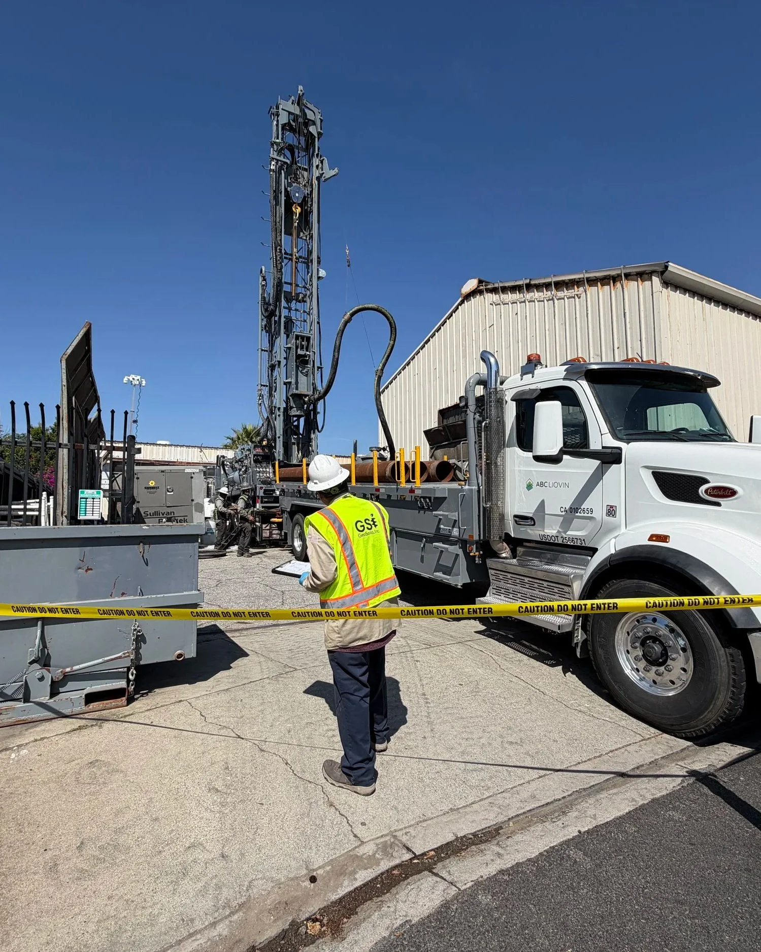 Geosoils engineer conducting inspection at a mud drilling site