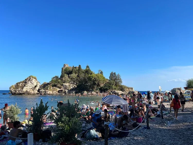 The beach at Isola Bella in Taormina, Sicily