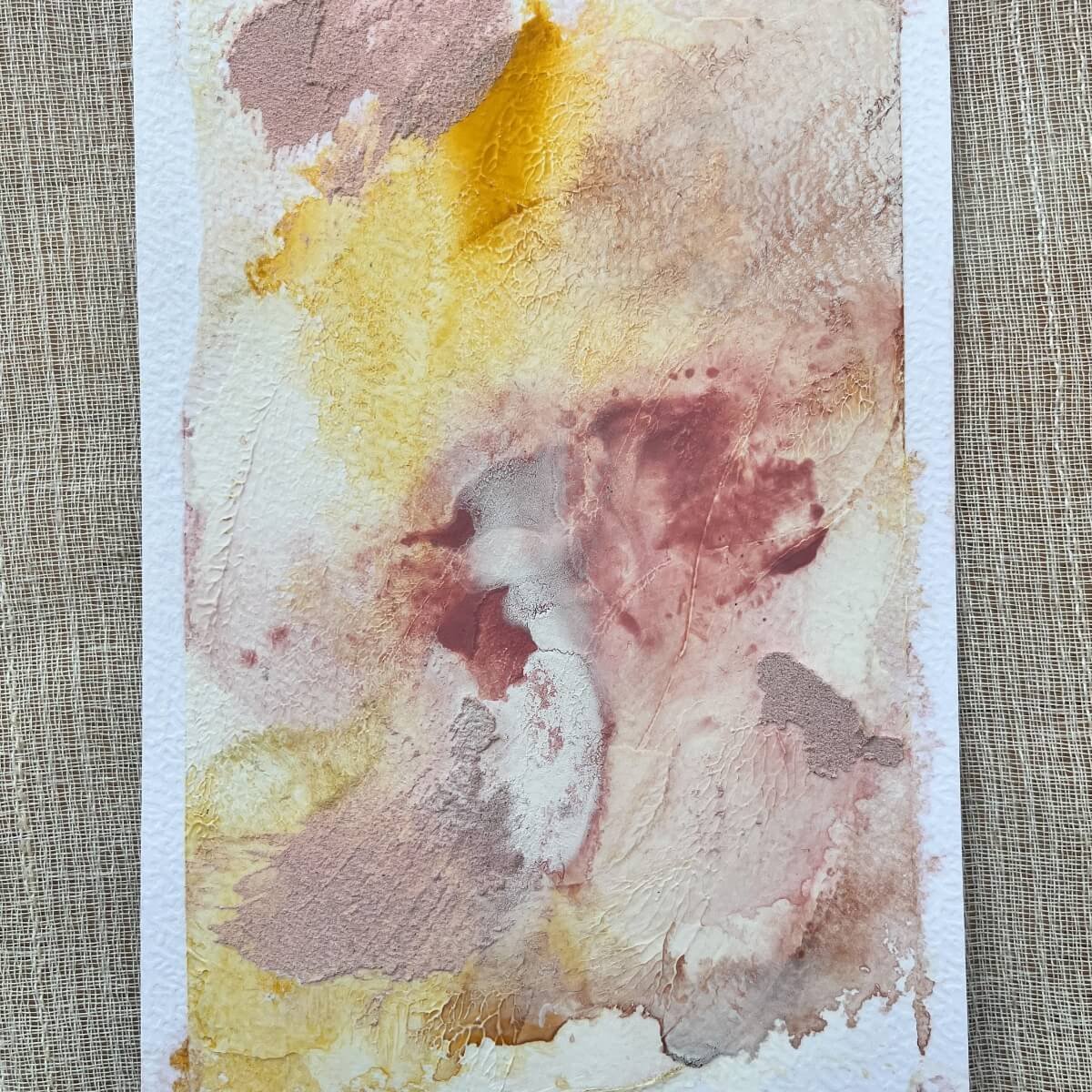 Poetic mixed-media artwork No. 8 in soft pastel tones, focused on emotional grounding and acceptance