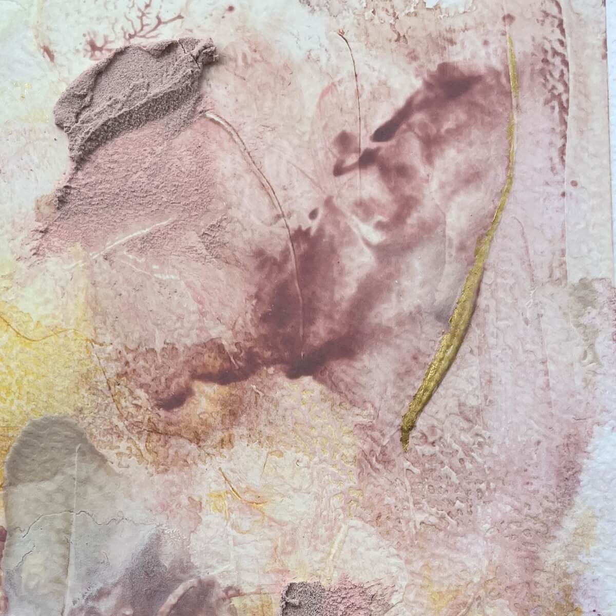 Macro detail of delicate surface layers and powdery textures in soothing warm hues or No. 5
