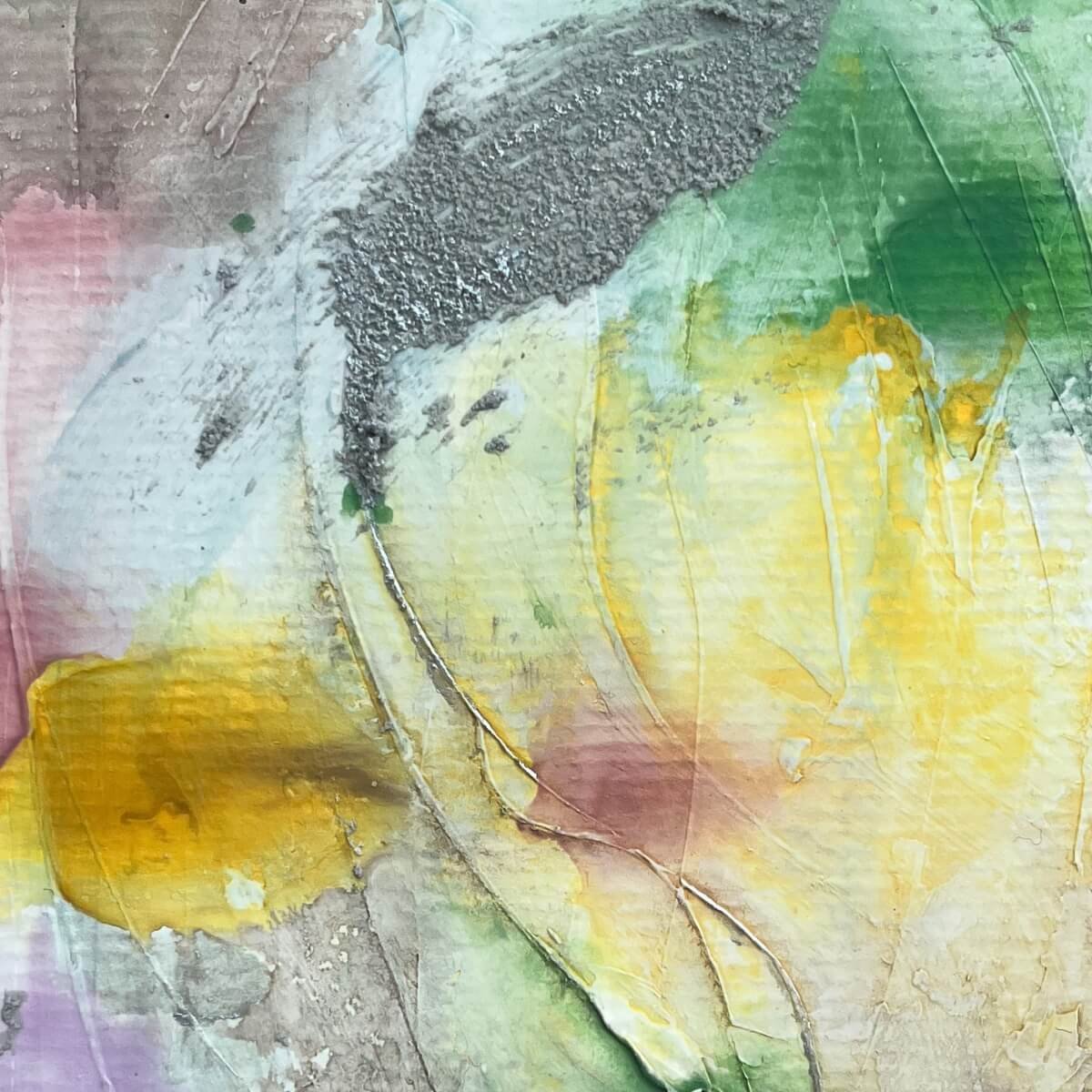 Close-up of Between the Seconds No. 7 – Detail view showing soft color bleeding and layered mineral structure.