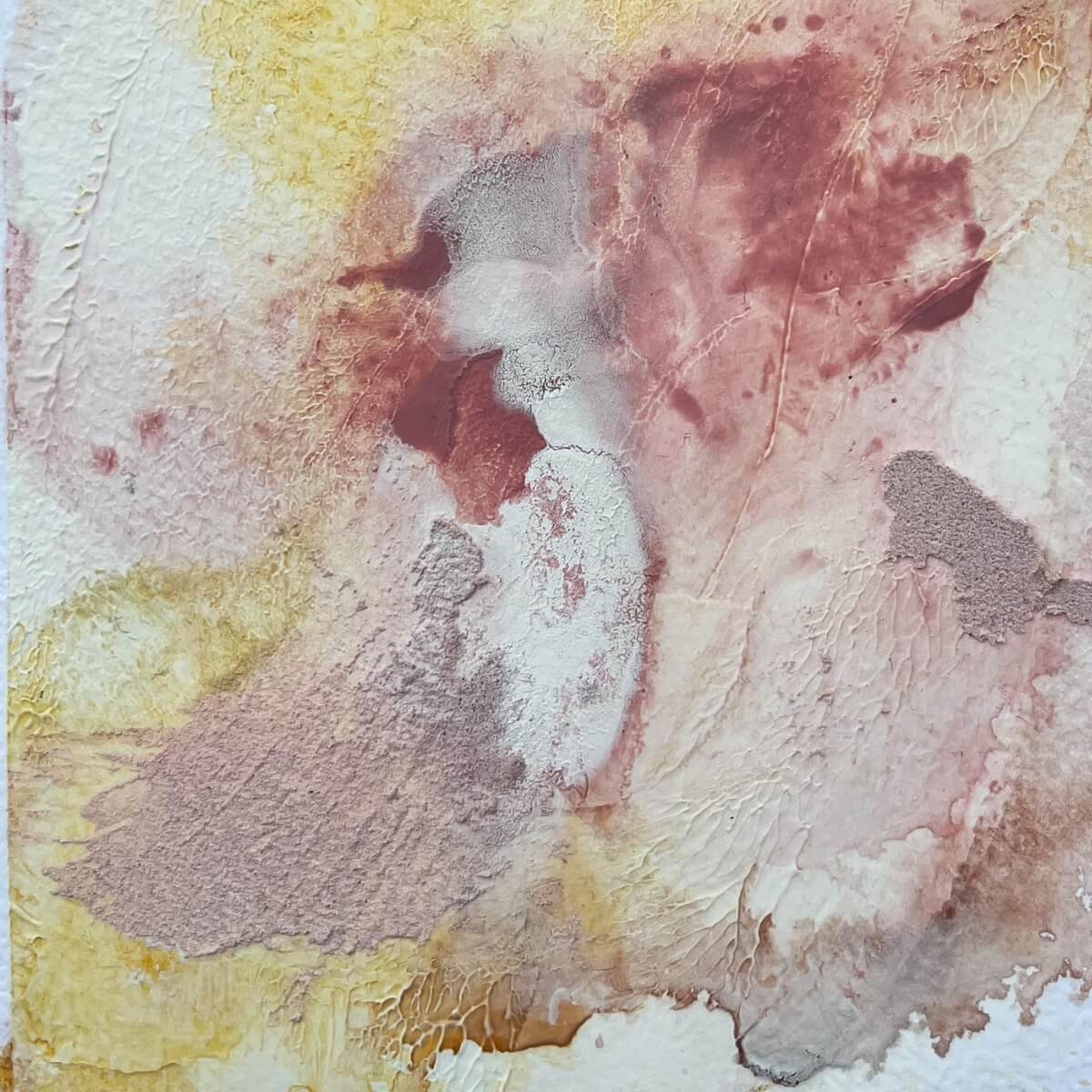 Macro view of textured pigment in blush tones with calm, organic shapes – No. 8 of the Held By Myself collection