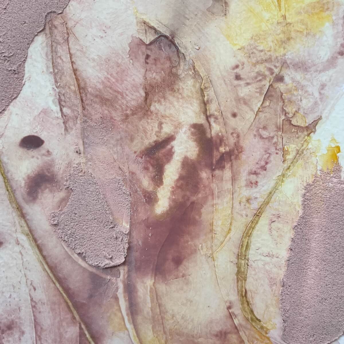 Close-up of rough texture with layered strokes and subtle shine – No. 6 of the Held By Myself series