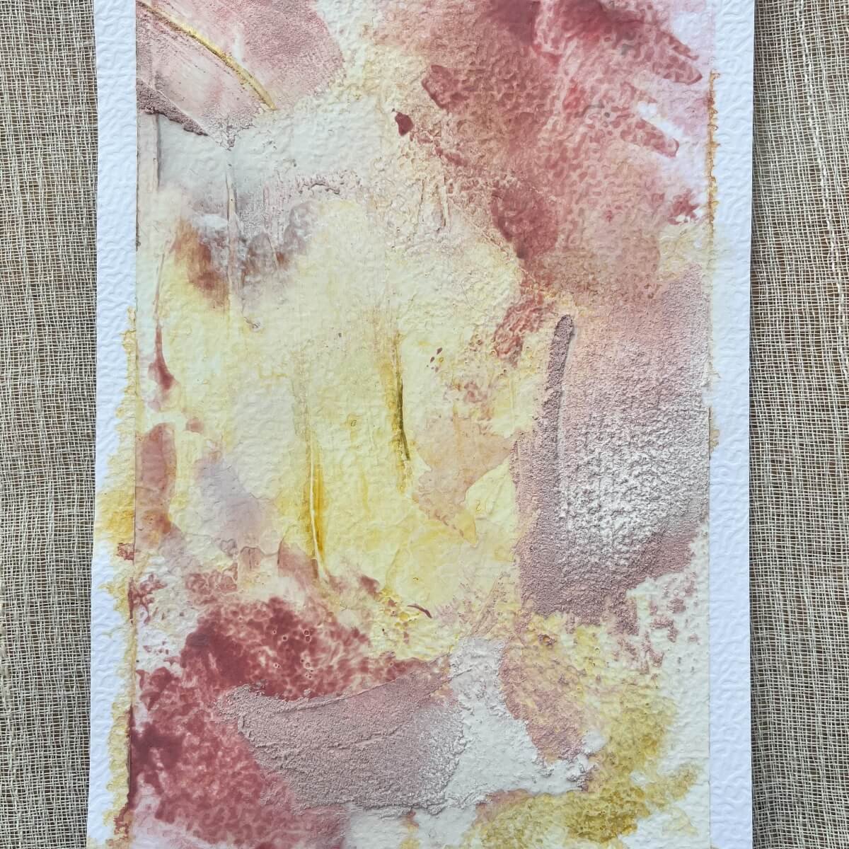 Fluid abstract composition in gentle yellows and dusty pinks, inspired by nature and inner stillness