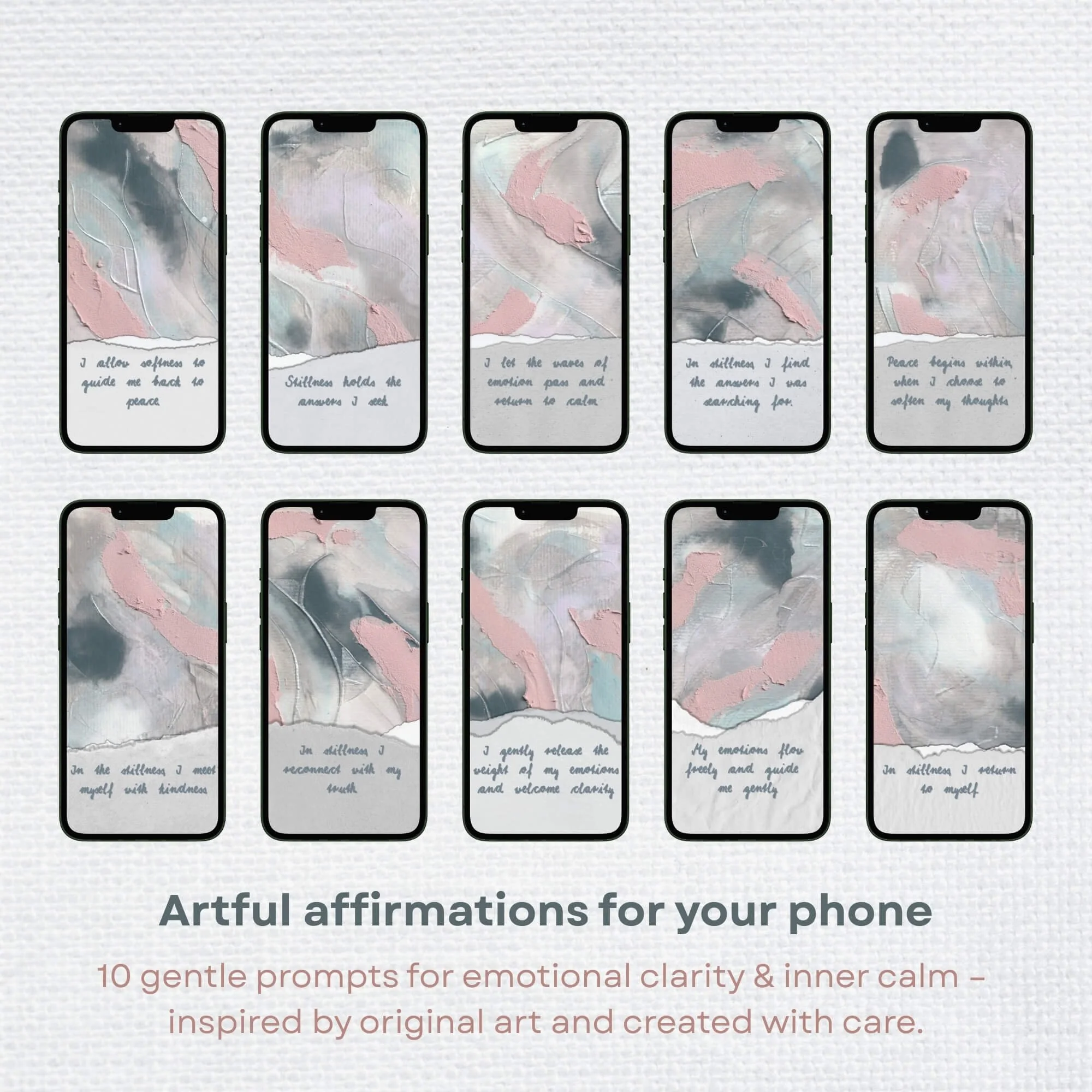 Overview of affirmation wallpaper on Displays - based on original artworks of 