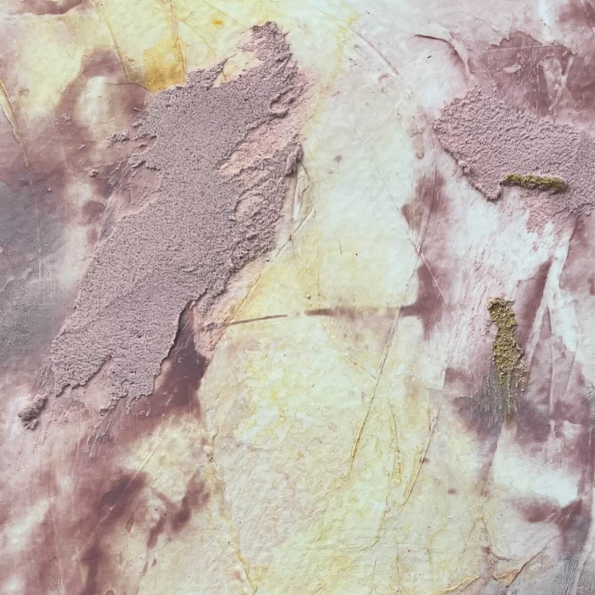 Close-up of a textured surface of No. 1 in warm blush tones, showing layers and delicate movement – Held By Myself series