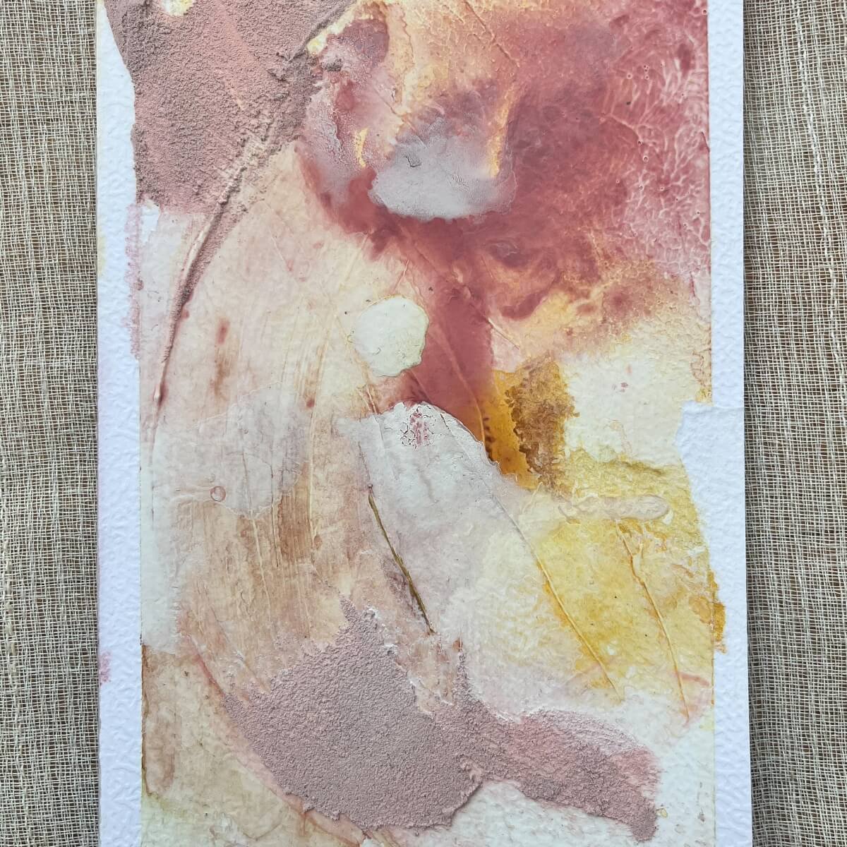Peaceful artwork No. 10 with layers of soft pink and light beige, gently reflecting emotional depth