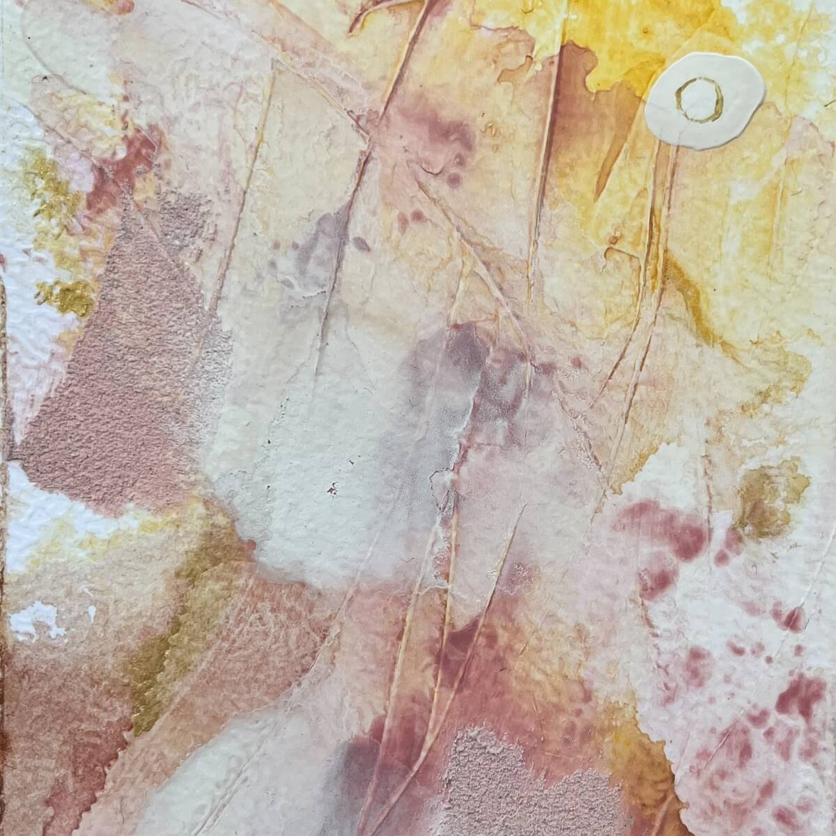Detail of tactile surface with raw edges and faded pigment layering – Held By Myself No. 7